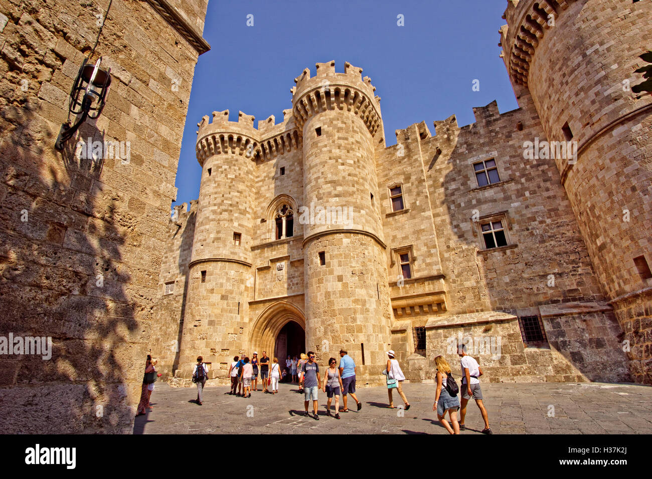 Entrance to the Palace of the Grand Master of Rhodes, Rhodes Island, Dodecanese Islands, Greece. Stock Photo