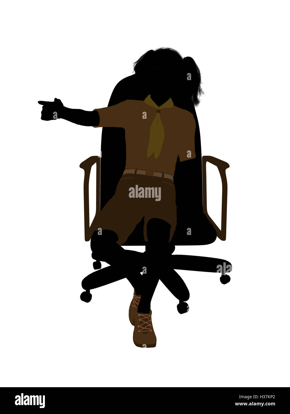 Girl Scout Sitting On A Chair Illustration Silhouette Stock Photo