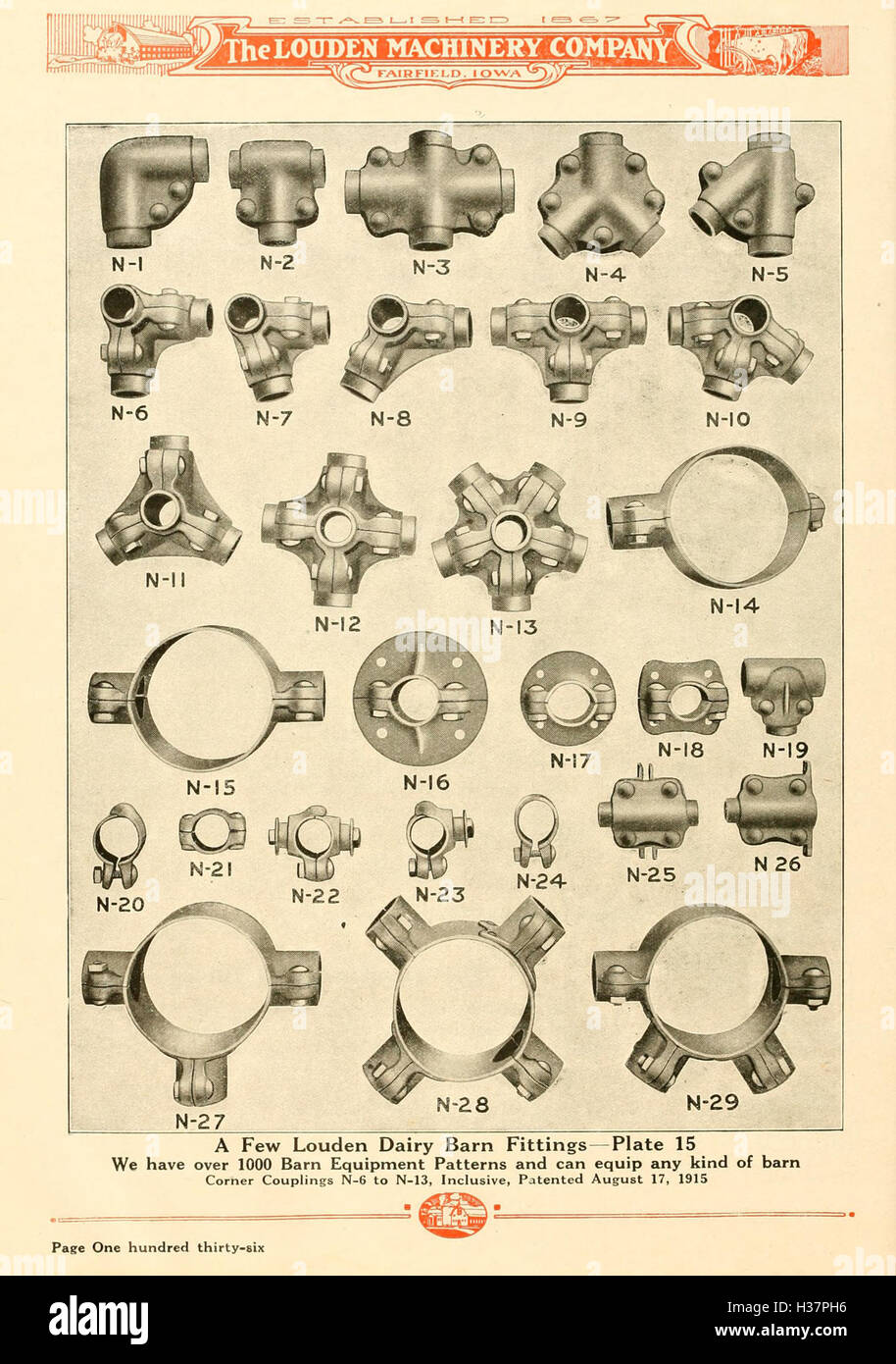 This catalog lists various barn and stable equipment, including hay