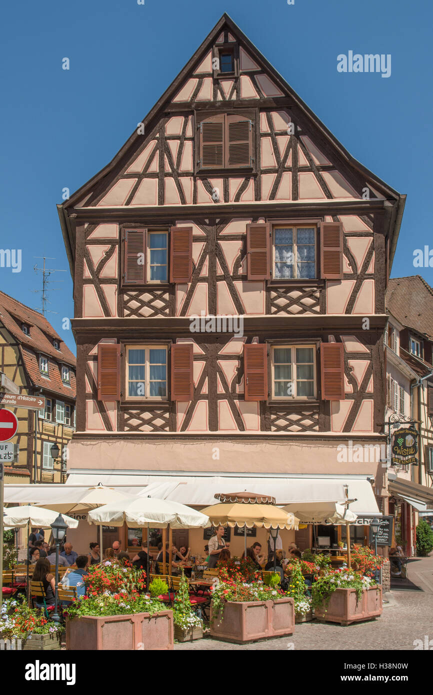 Half-timbered Hotel in Little Venice, Colmar, Alsace, France Stock Photo