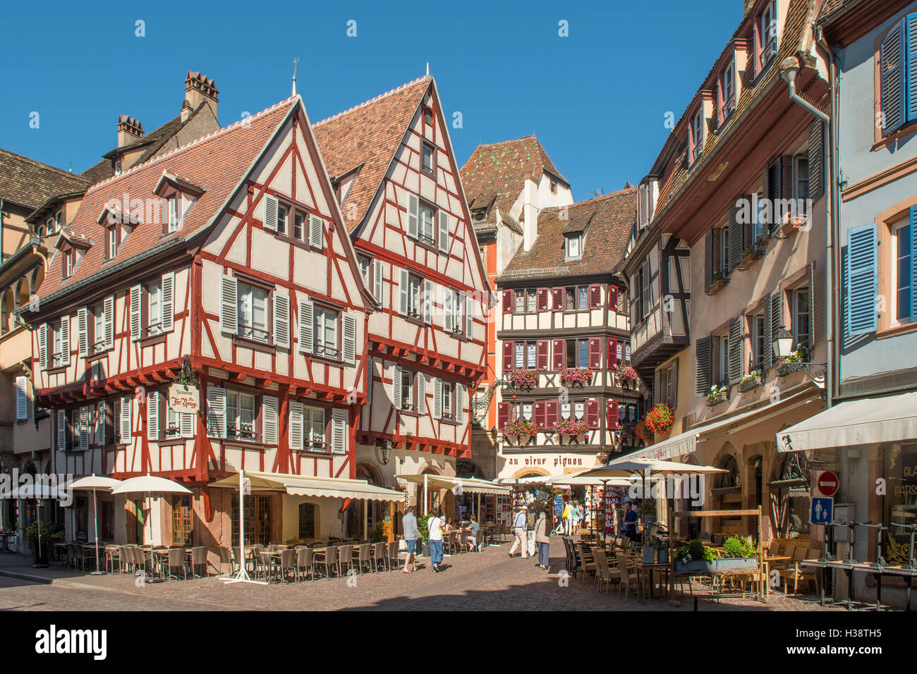 Old Buildings in Place du Marche-aux-Fruits, Colmar, Alsace, France Stock Photo