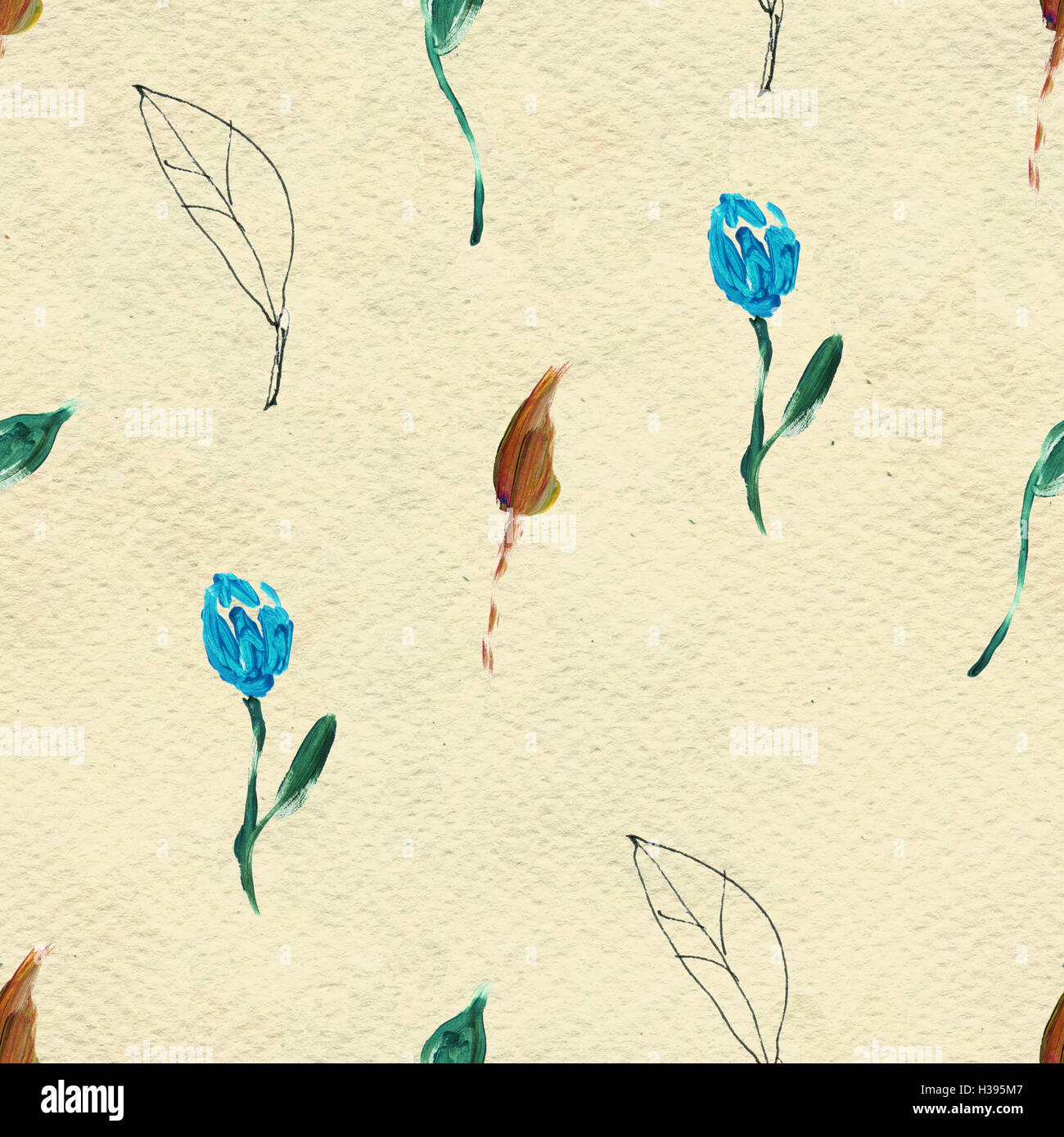 Seamless pattern with blue flowers Stock Photo - Alamy