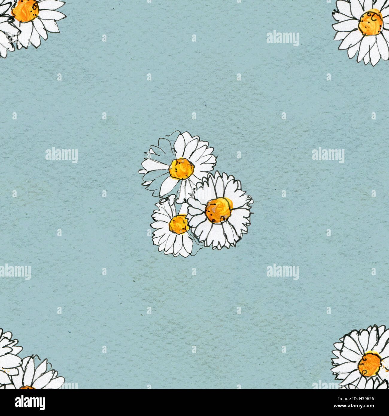 Seamless floral pattern with daisy flowers Stock Photo - Alamy