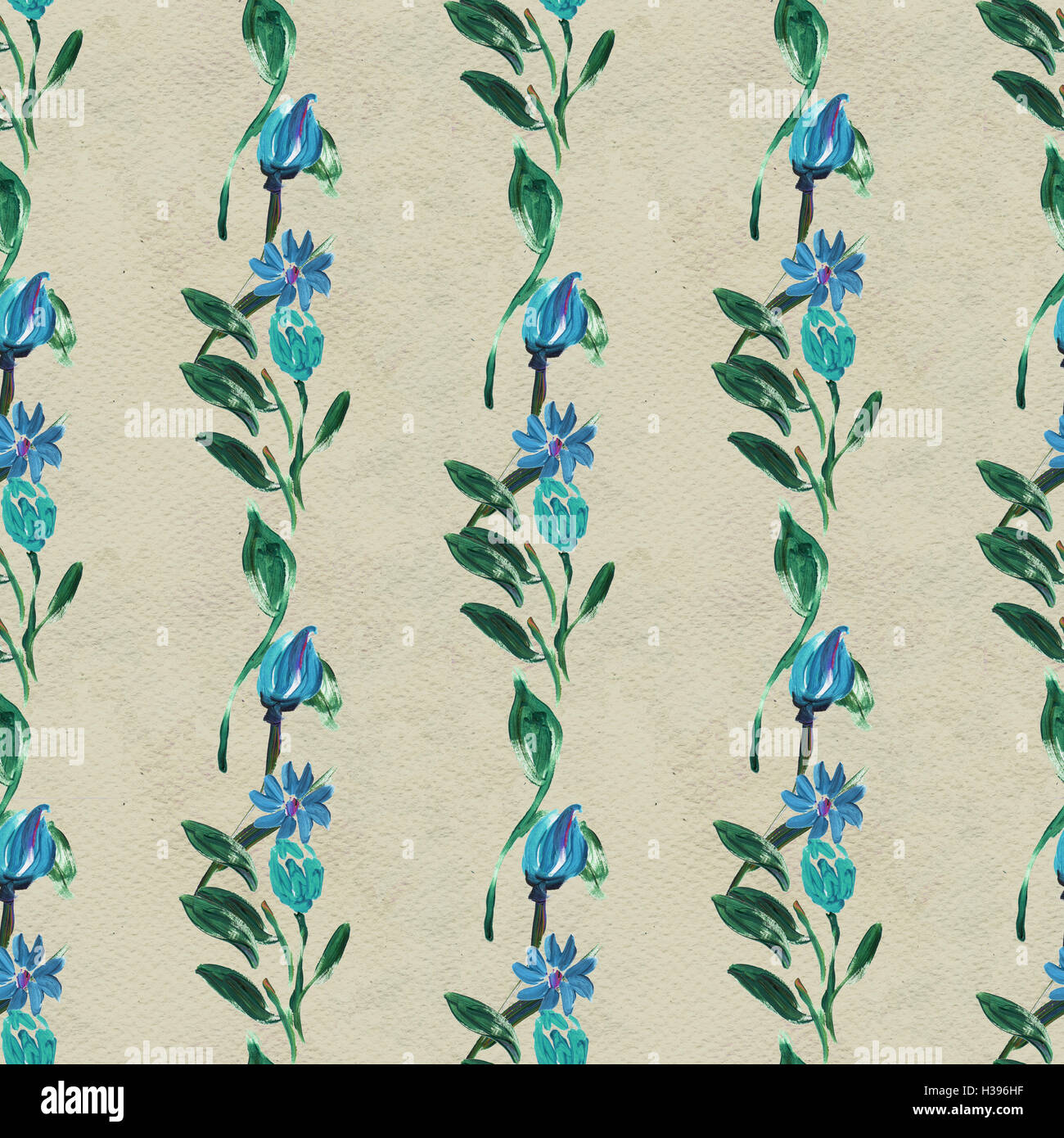Seamless pattern with blue flowers Stock Photo - Alamy