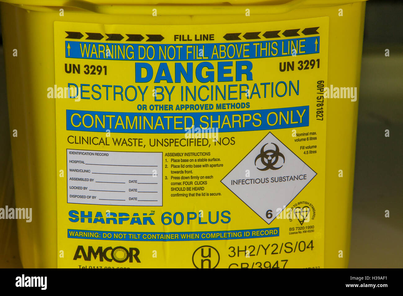 Disposal containers for hospital and medical waste Stock Photo Alamy