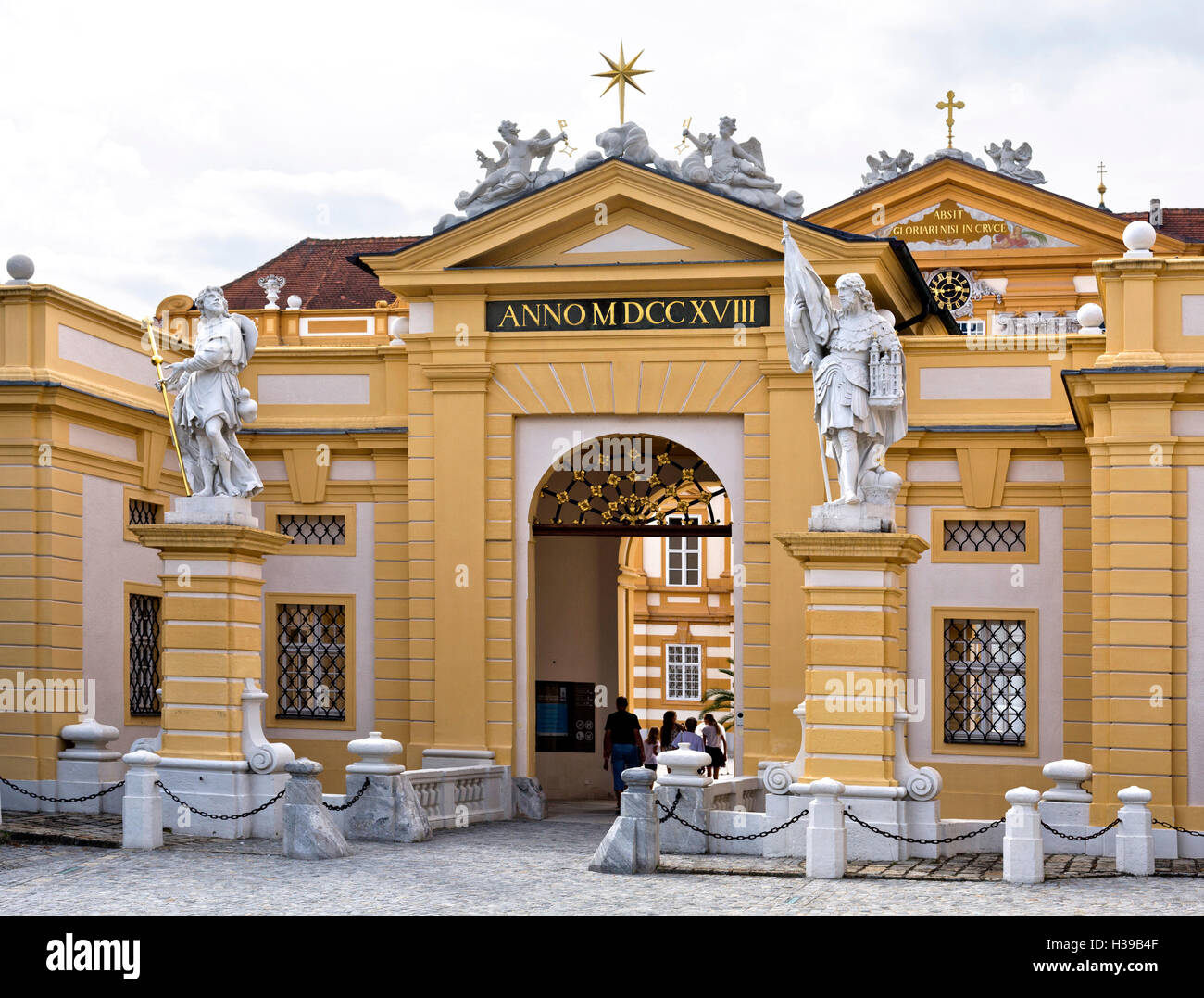 Main entrance to the Benedictine Abbey at Melk, Danube Valley, Austria Stock Photo