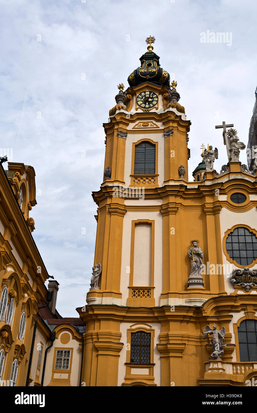 View of the church of the Benedictine Abbey at Melk, Danube Valley, Austria Stock Photo