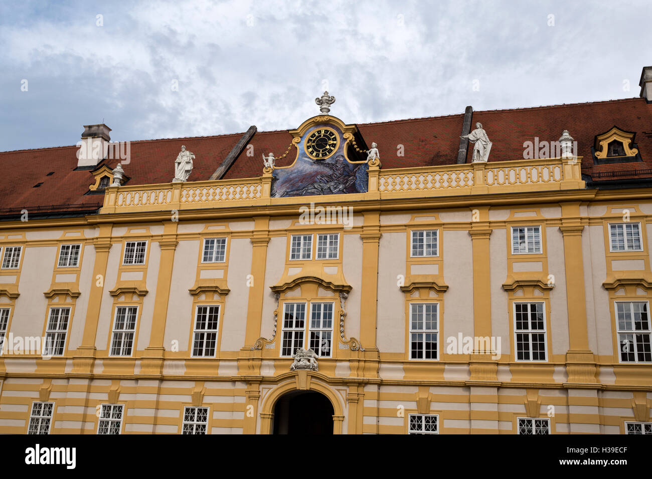Facade of the convent section of the Benedictine Abbey at Melk, Danube Valley, Austria Stock Photo