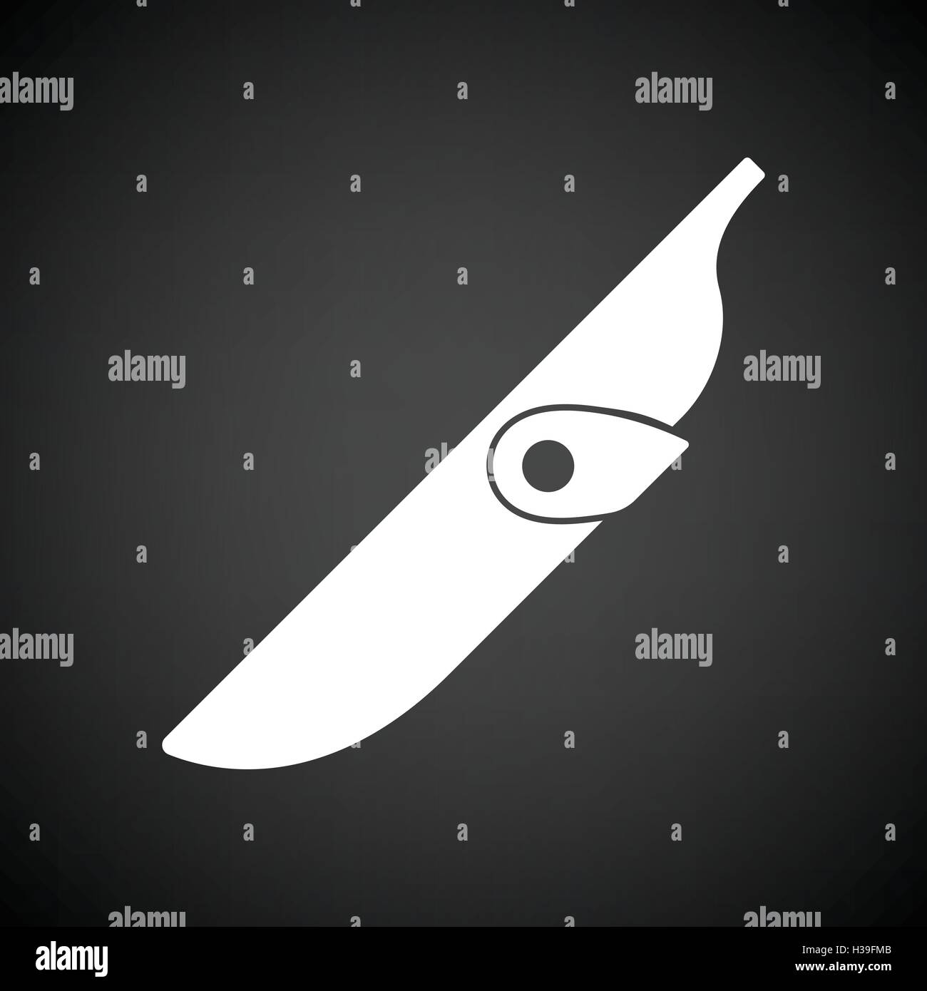 Knife scabbard icon. Black background with white. Vector illustration. Stock Vector