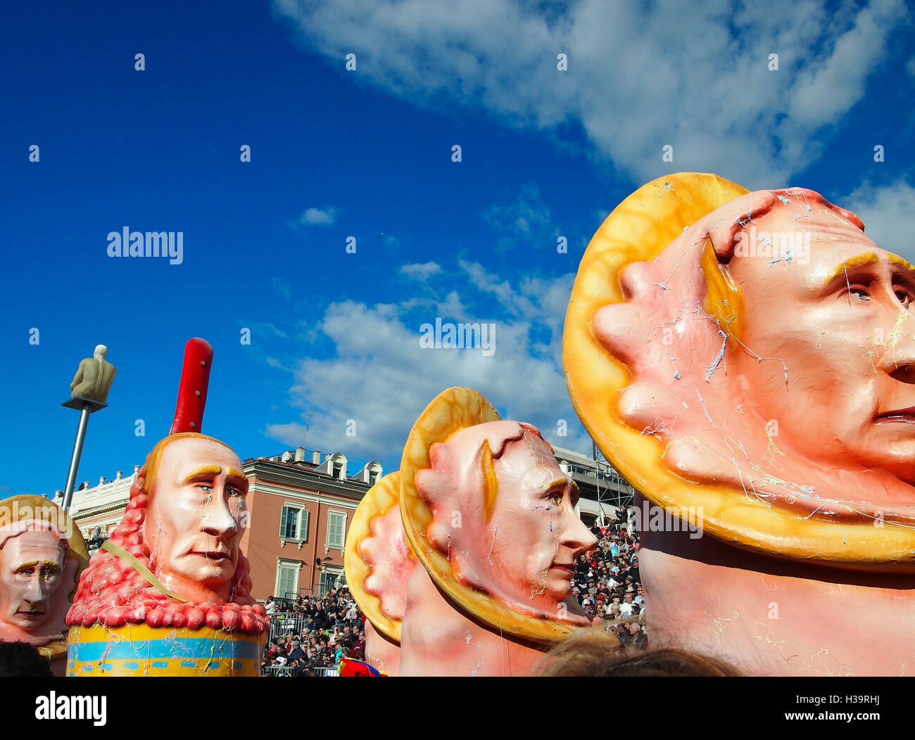 Russian president Putin ice cream cones parading in Nice's carnival Stock Photo