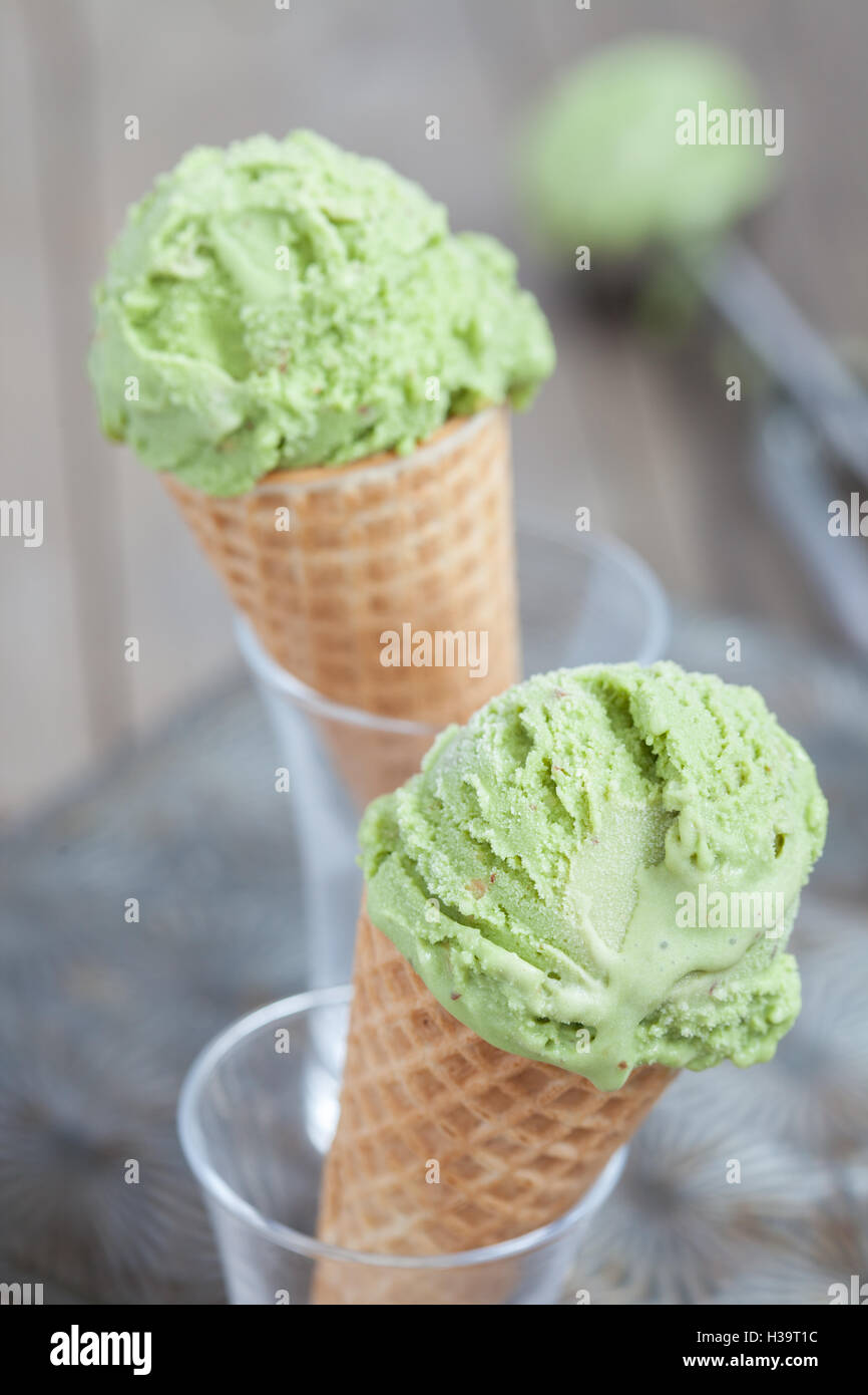 Matcha ice cream Stock Photo