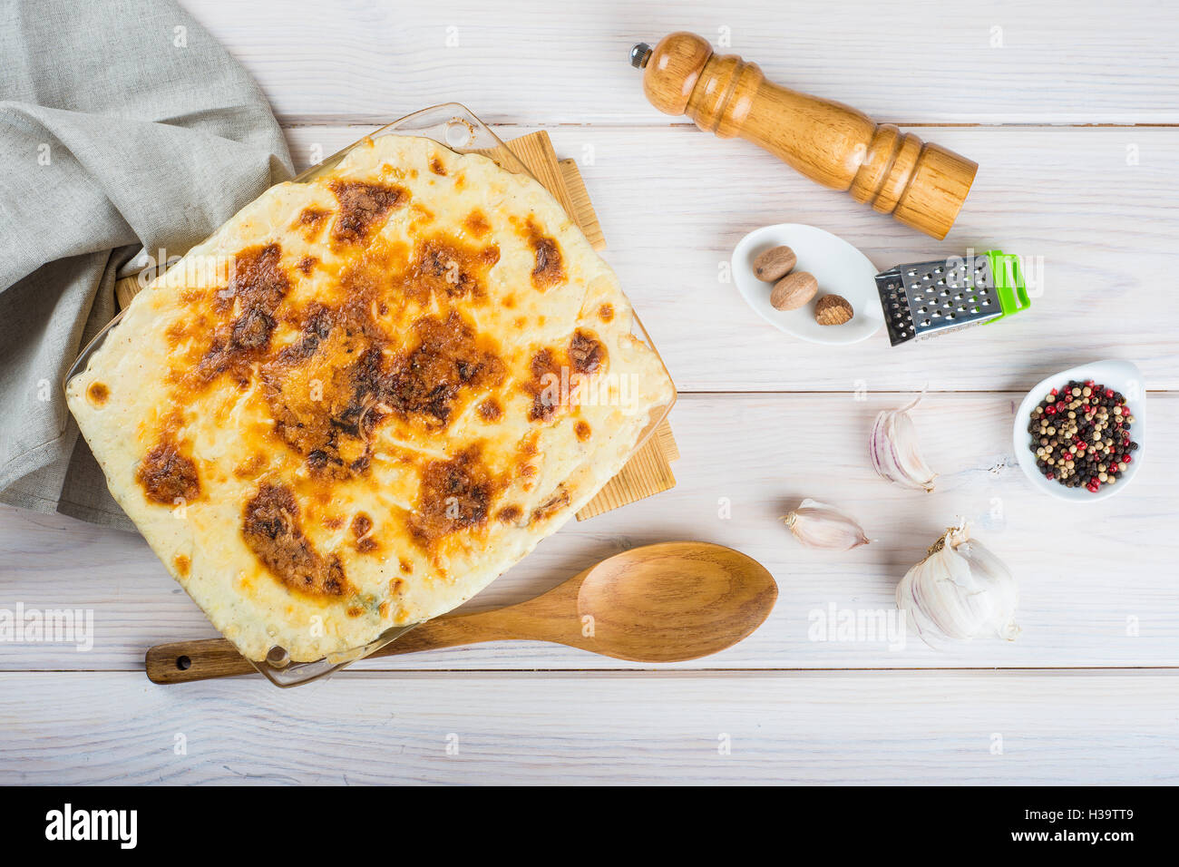 Baked salted cod with cream Portuguese style dish Stock Photo Alamy