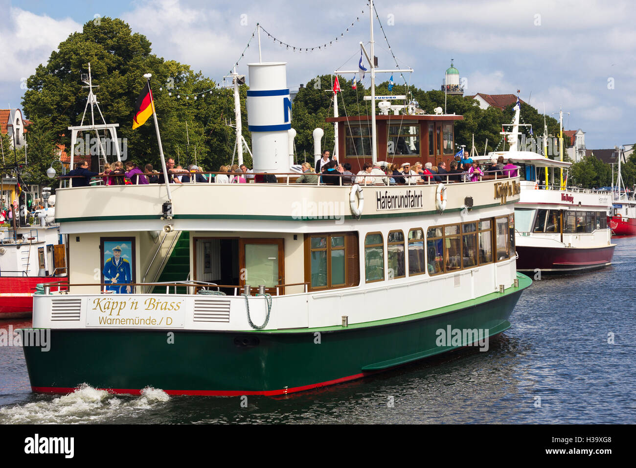 excursion boats, Warnemuende, Rostock, Baltic Sea Coast, Germany Stock