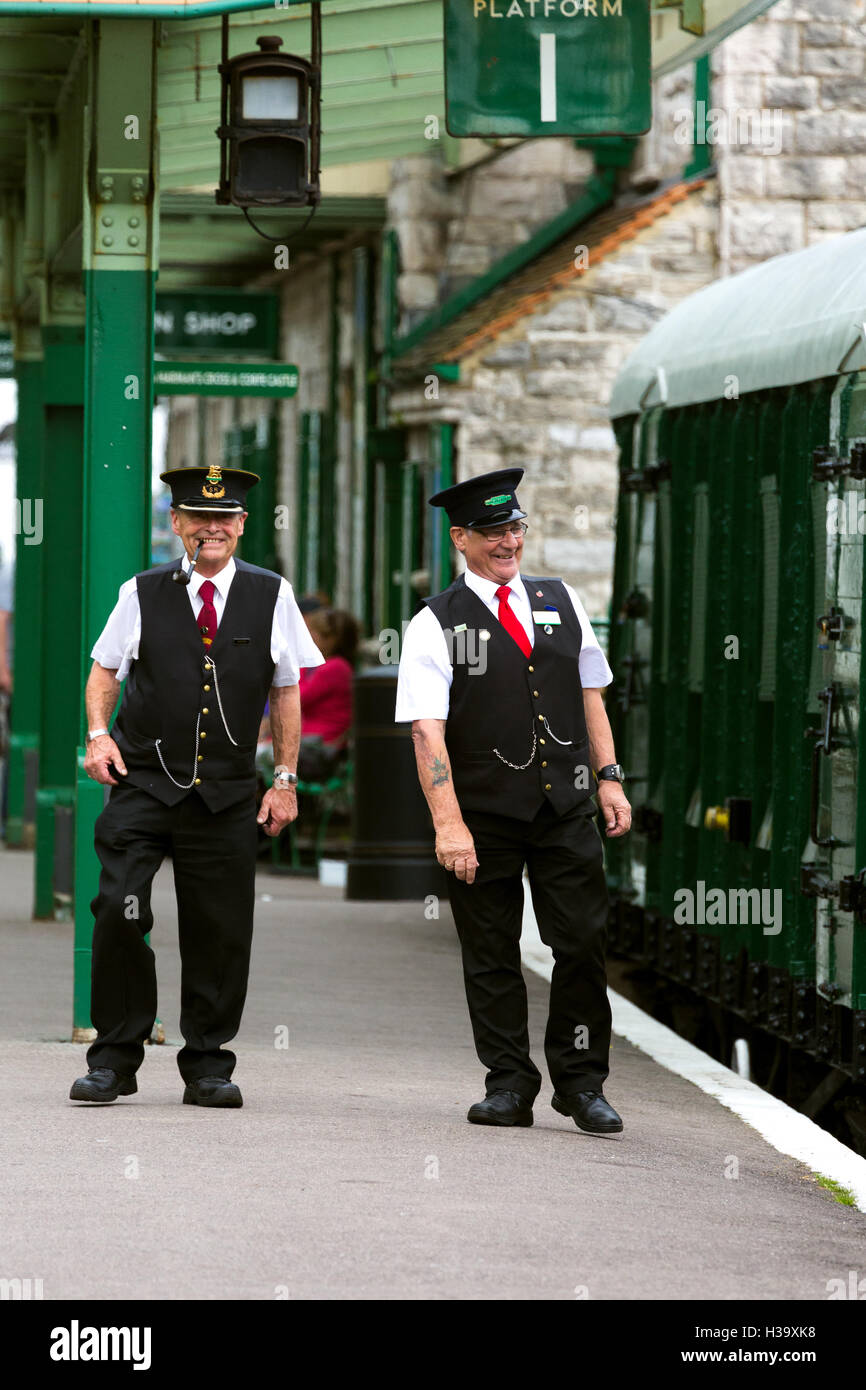 Station staff Swanage. Railway station Dorset. England UK Stock Photo