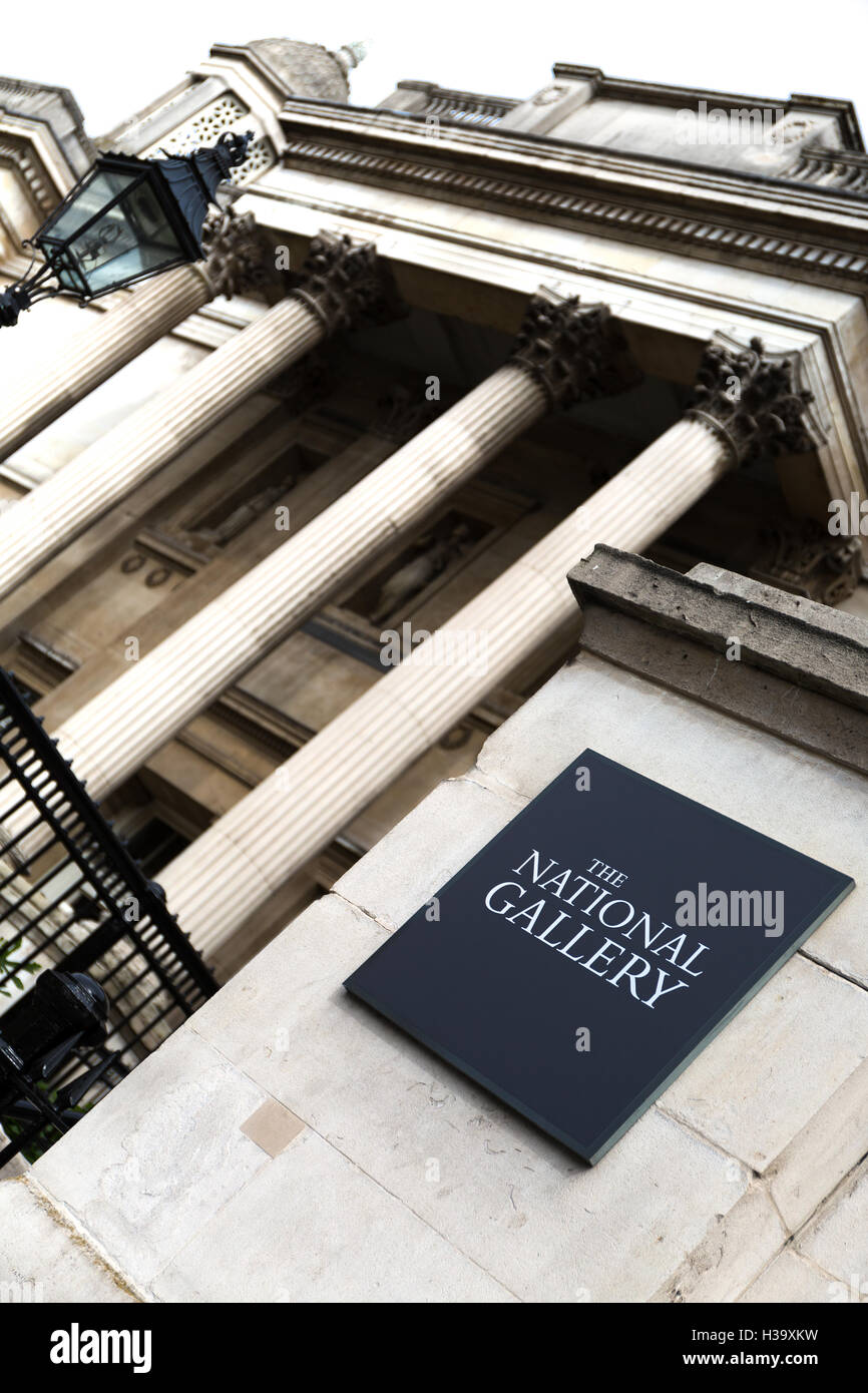 The National Gallery museum, Trafalgar Square, London, England, UK. The