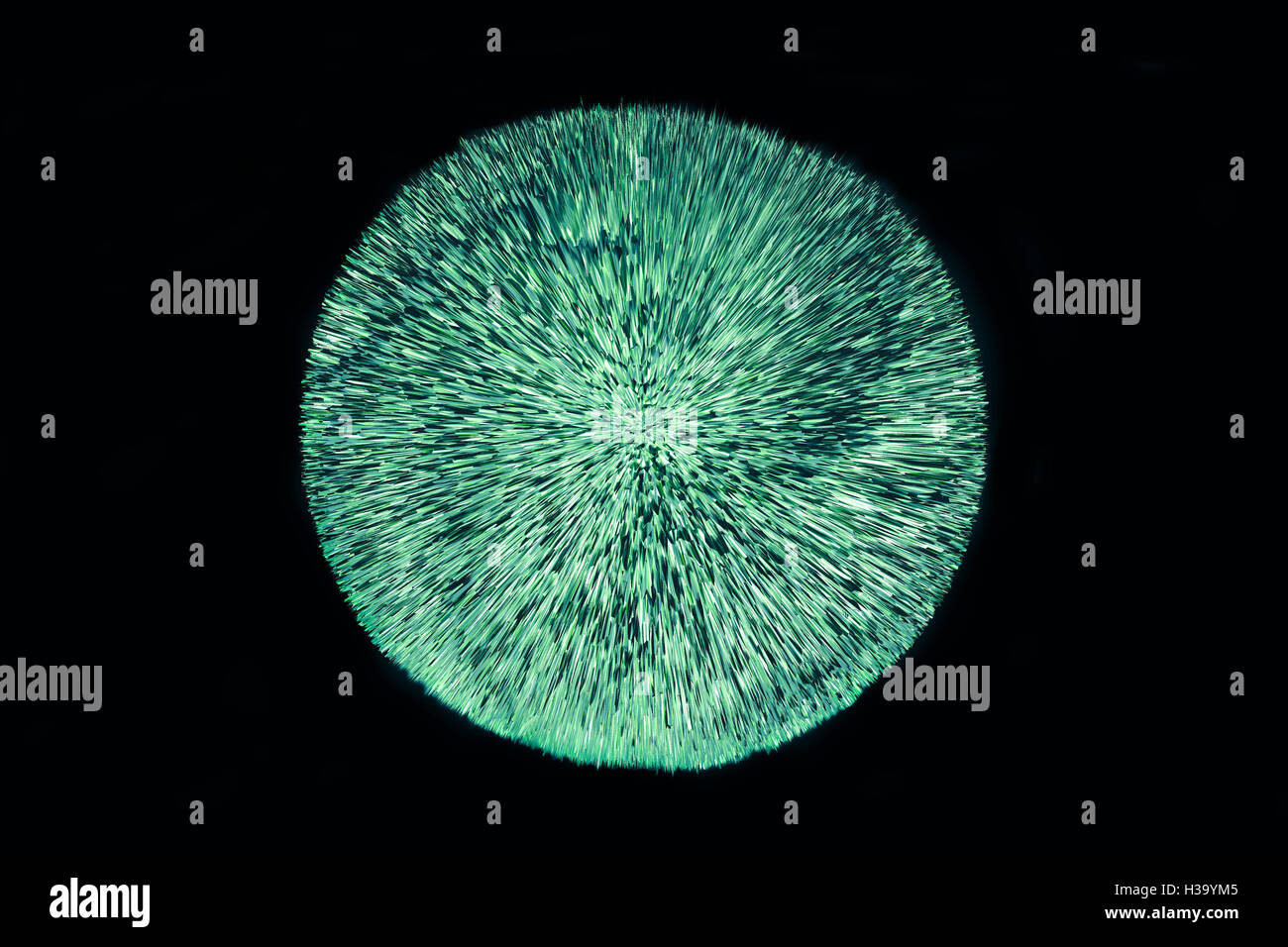 background 3d green sphere on black background Stock Photo