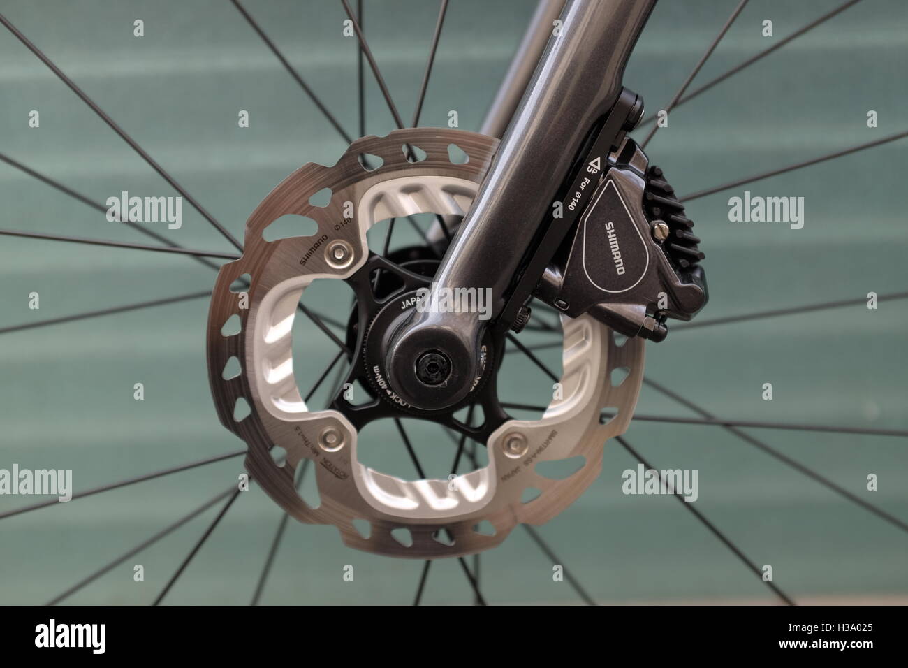 Bicycle disc brake mechanism Stock Photo