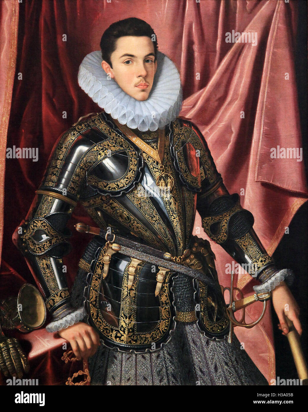 Portrait of Prince Philip Emmanuel of Savoy 1604 by painter Juan Pantoja de la Cruz 1553-1608.spanish court painter Stock Photo