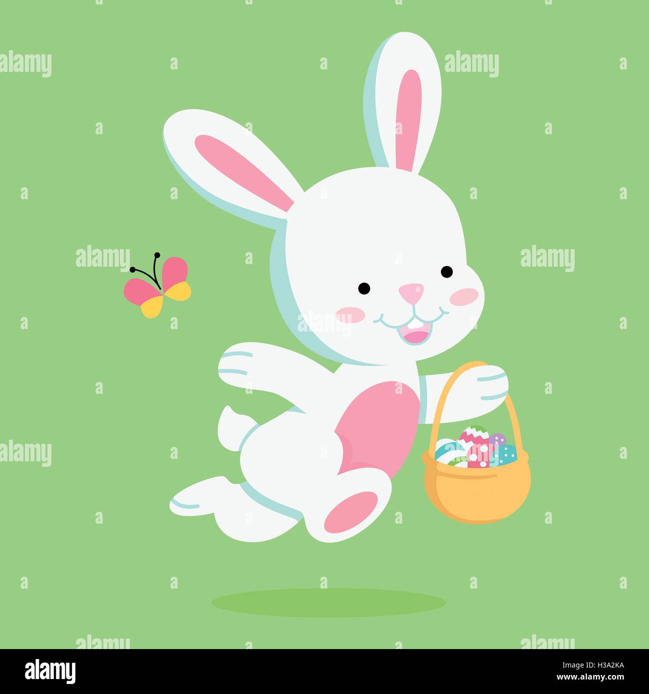 Easter Bunny with Easter Basket Stock Vector
