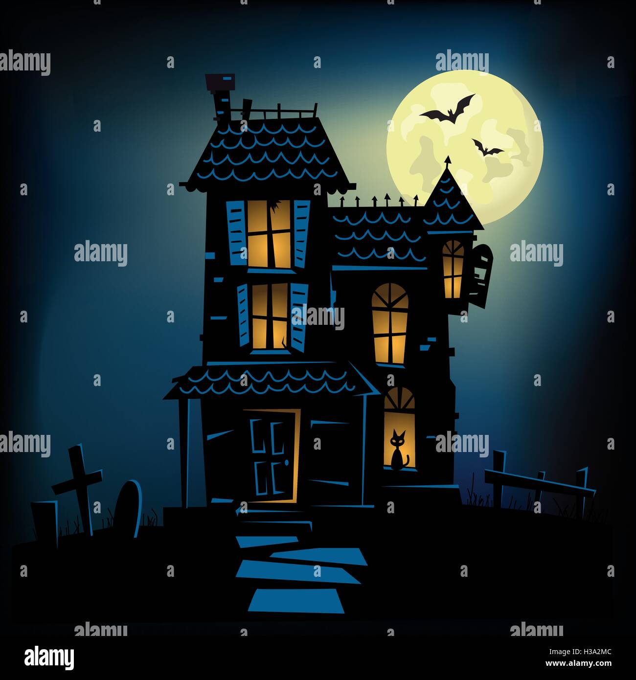 Haunted Mansion - Spooky Haunted House Stock Vector