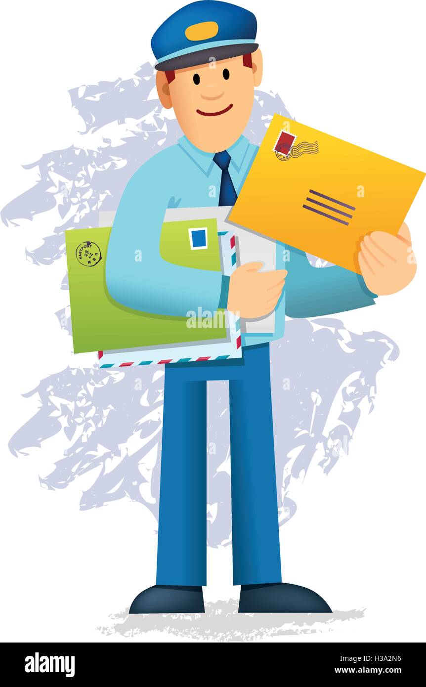 Postman carrying mail Stock Vector