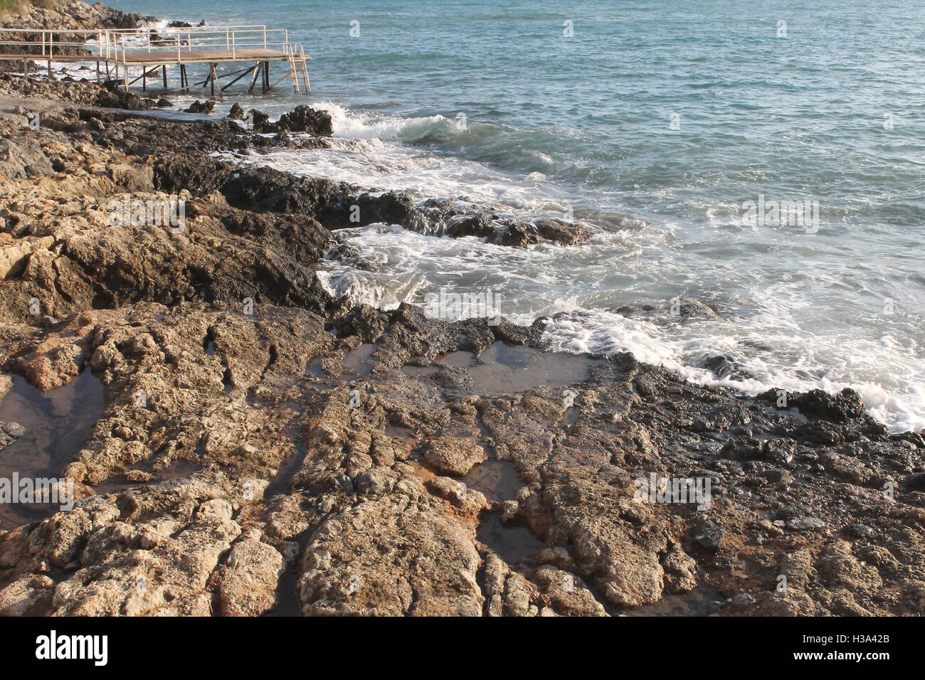 Rocky scenes from Greece Stalis Stalida Crete Stock Photo