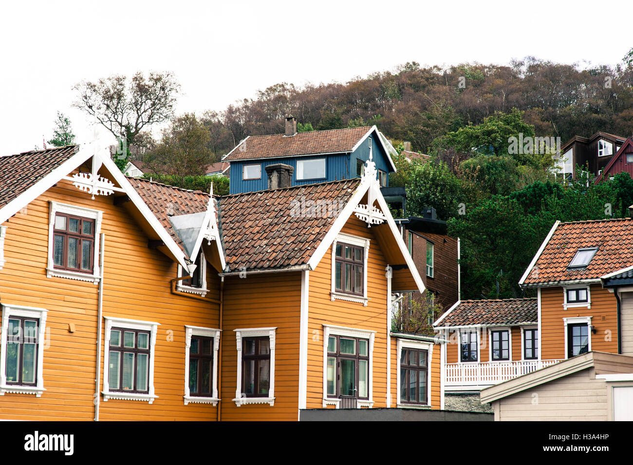 Traditional Wooden Painted Private Residential Nordic House In the Town of  Sandnes Norway Stock Photo
