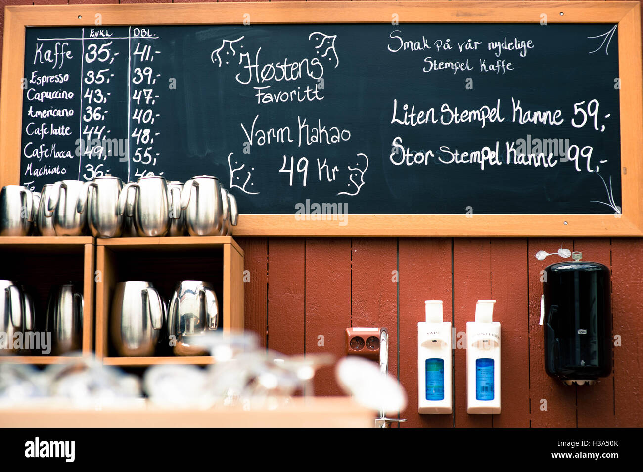 Restaurant or Cafe Blackboard Showing Menu and Price List Stock Photo