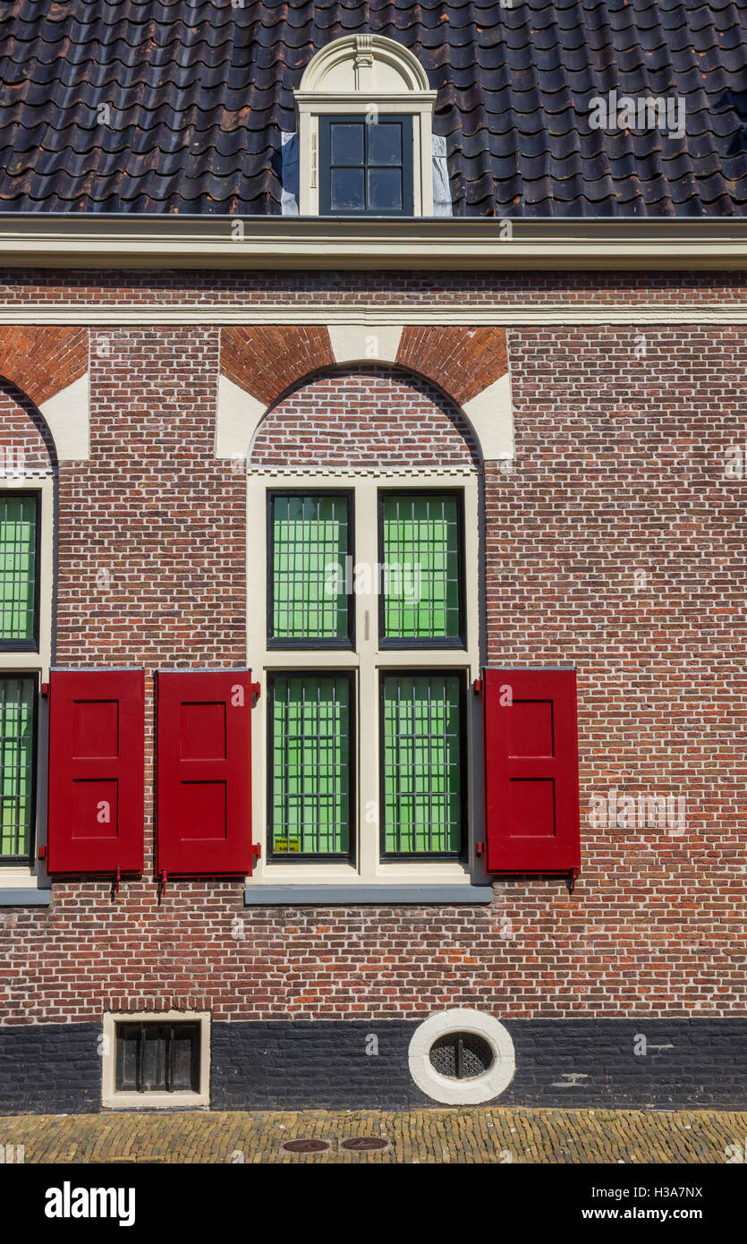 Window and blinds of a traditional dutch house in Alkmaar, Holland Stock Photo