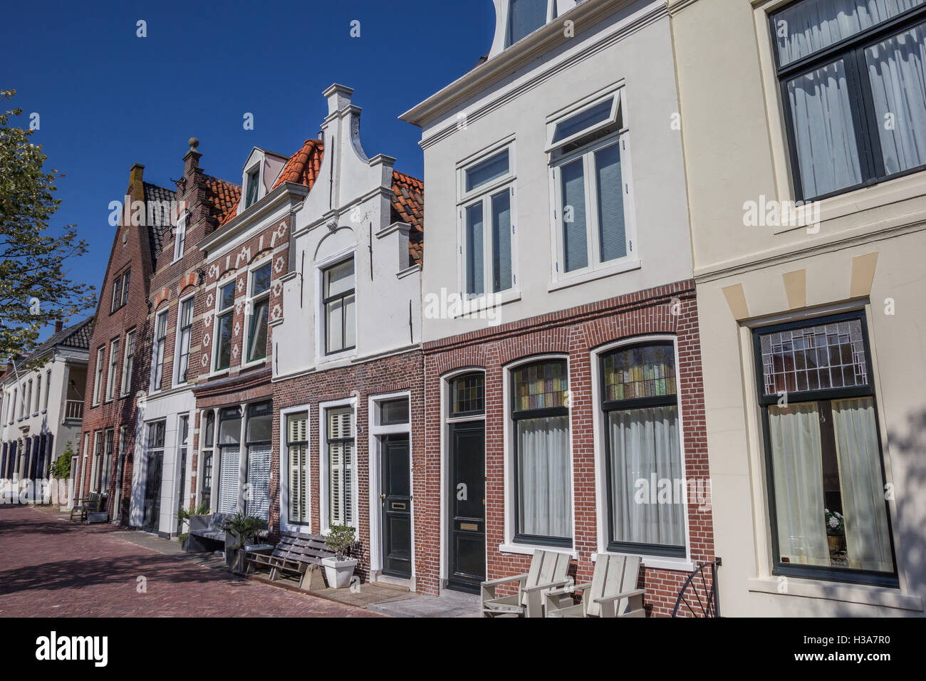 Street with typical dutch houses in Alkmaar, Holland Stock Photo Alamy