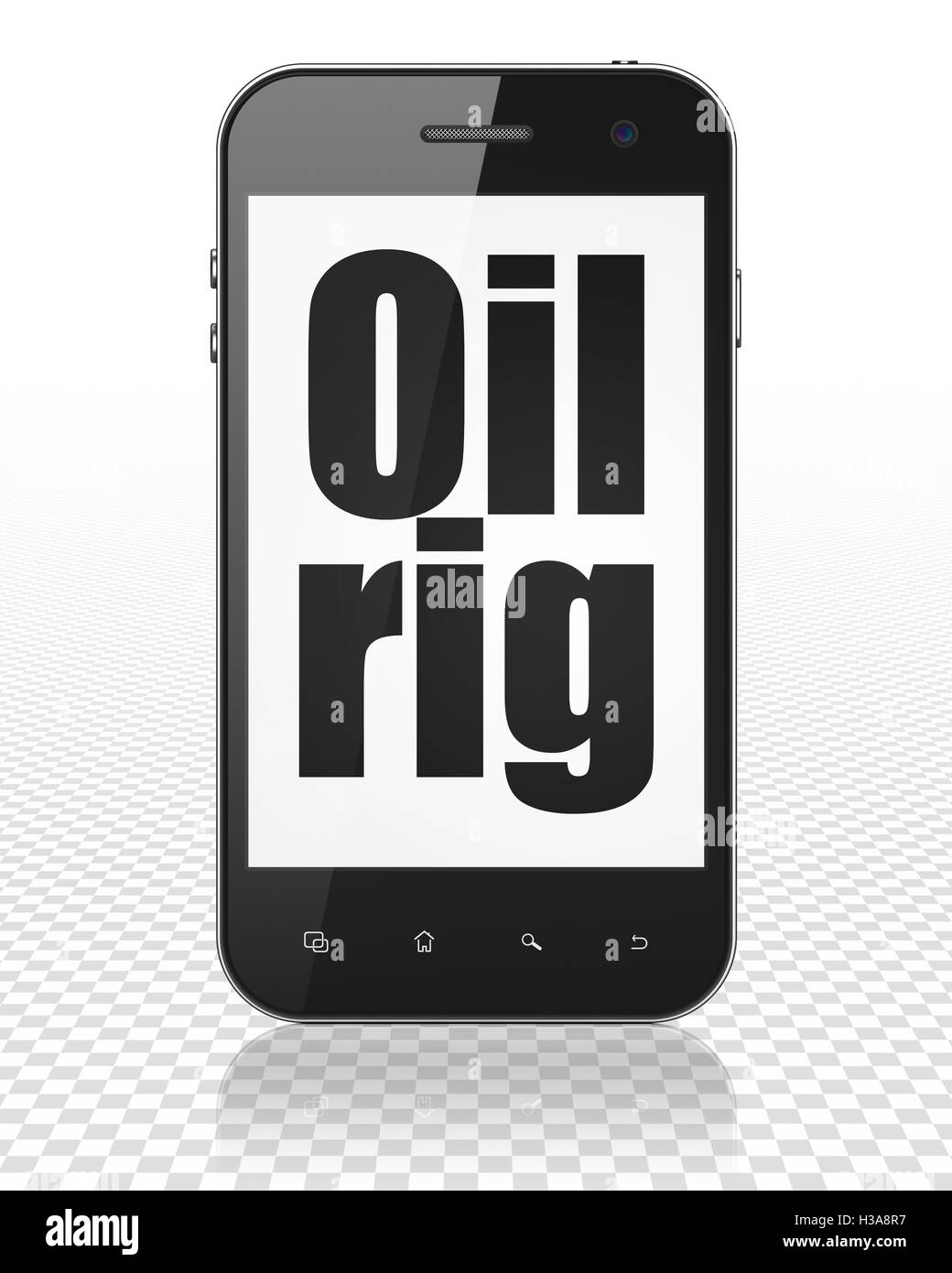 Manufacuring concept: Smartphone with Oil Rig on display Stock Photo ...