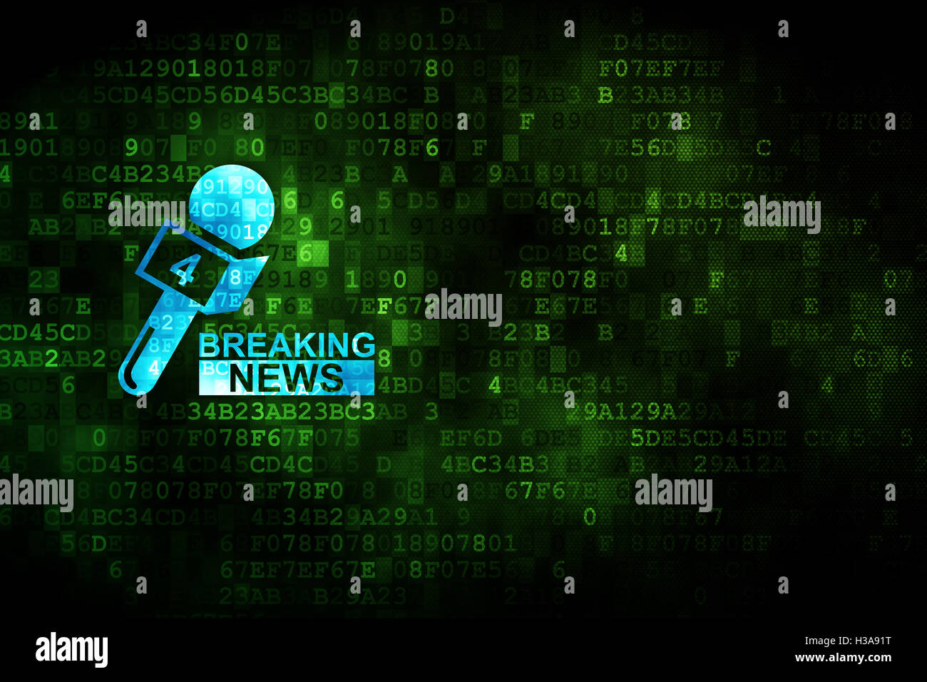 News concept: Breaking News And Microphone on digital background Stock ...