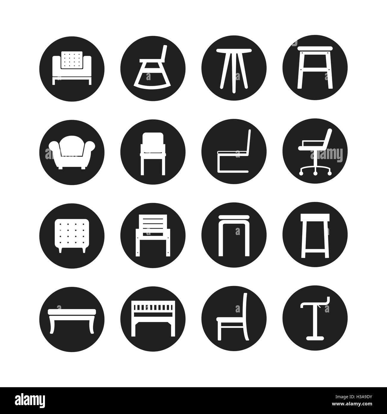 Chair icon, seat vector,furniture set Stock Vector
