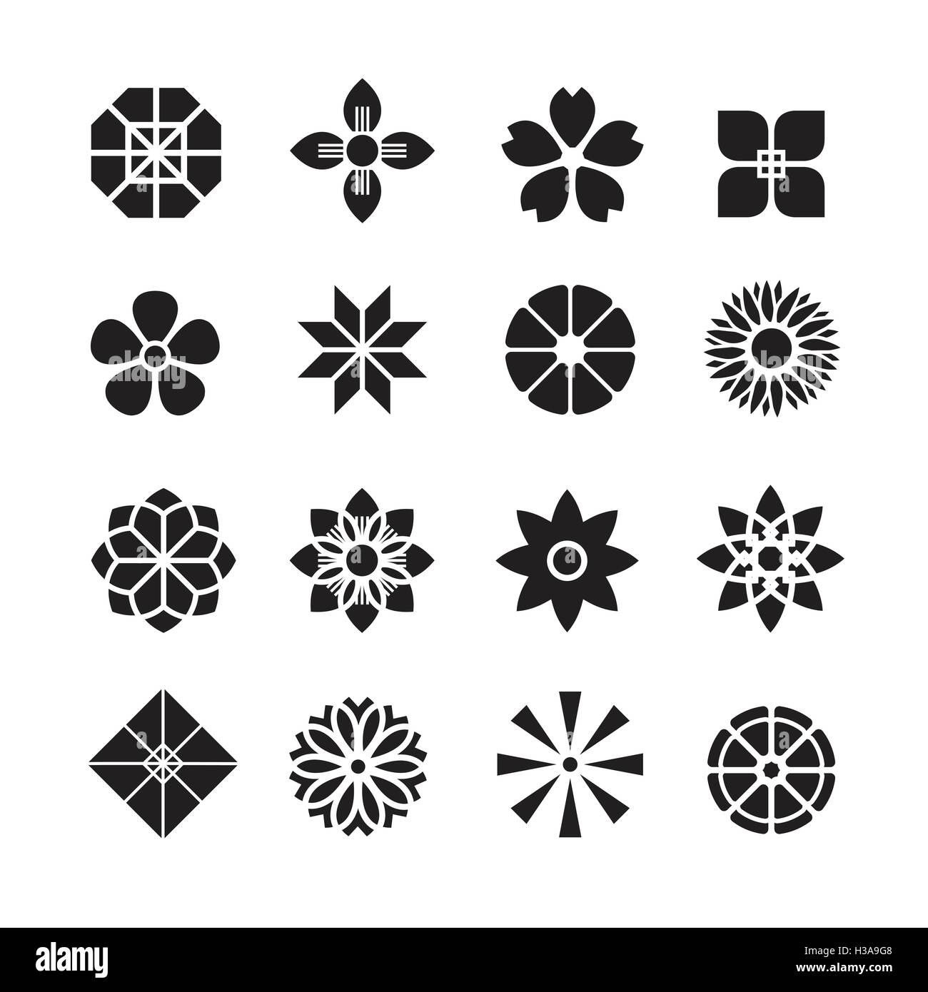 Flowers ornament icon,vector set Stock Vector