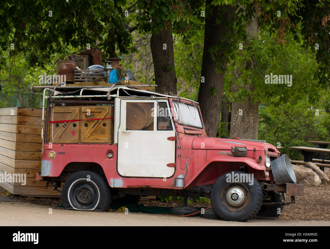 An Old Jeep Loaded With Household Goods Stock Photo Alamy