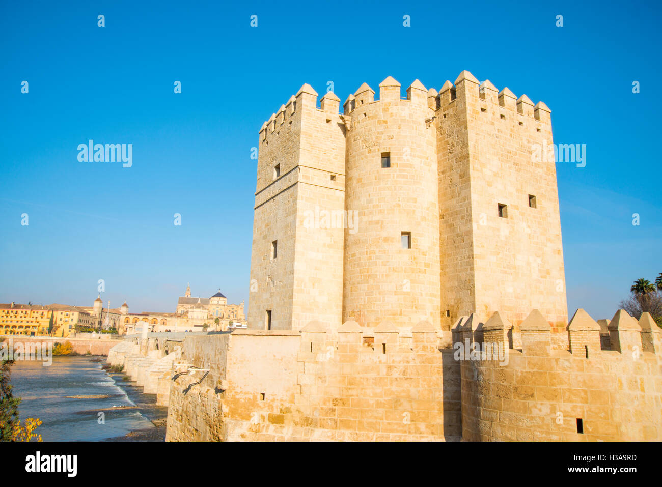 Lacalahorra tower, Roman bridge and Mosque-cathedral. Cordoba, Spain. Stock Photo