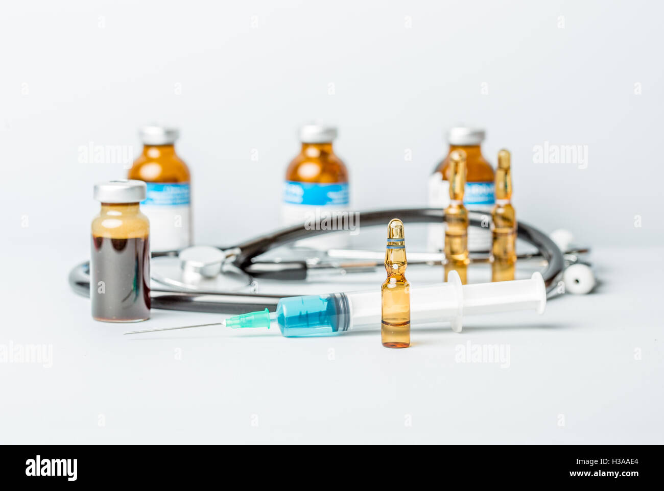 syringes with ampules of drugs Stock Photo Alamy