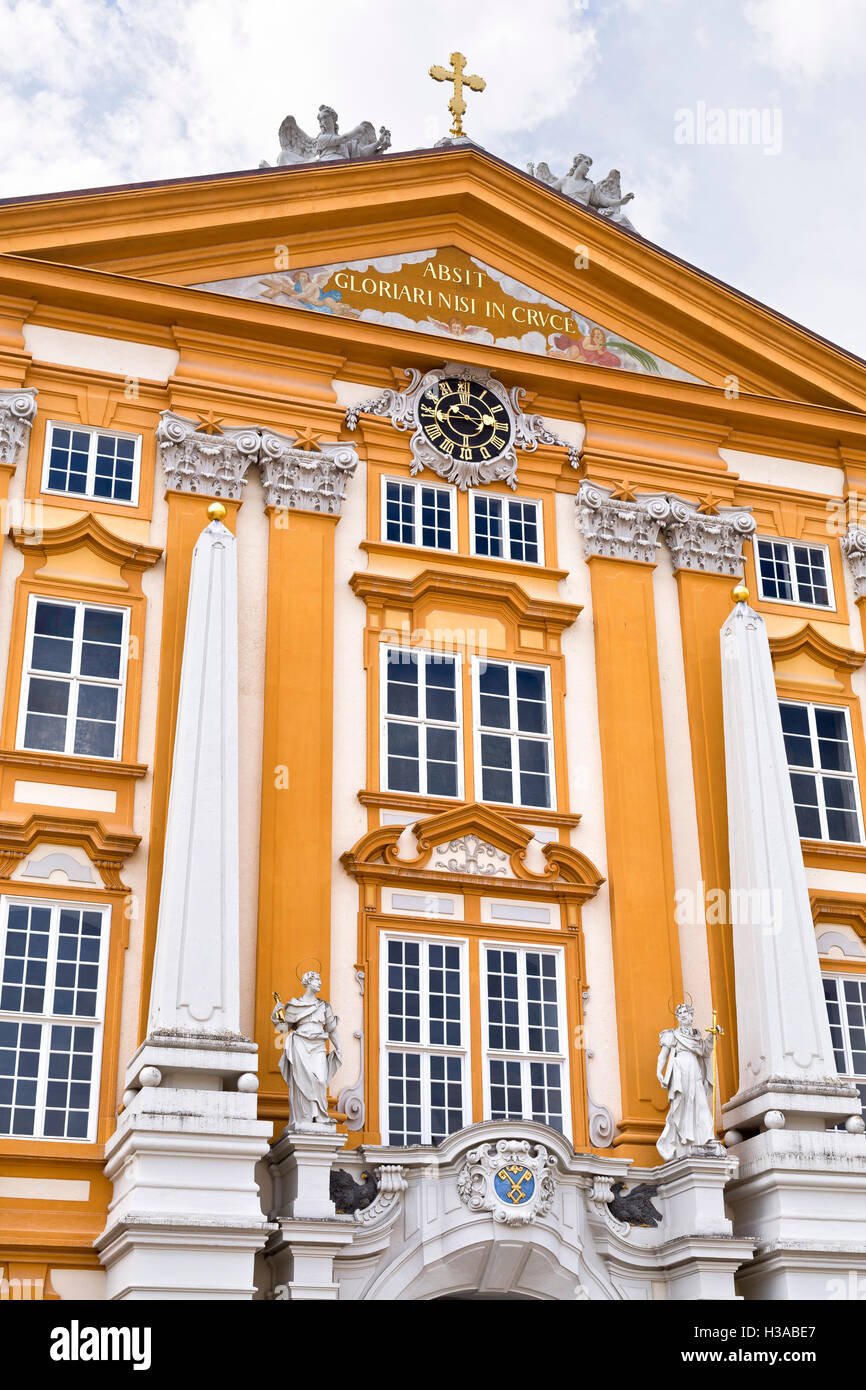 Detail of the facade of the Benedictine Abbey at Melk, Danube Valley, Austria Stock Photo