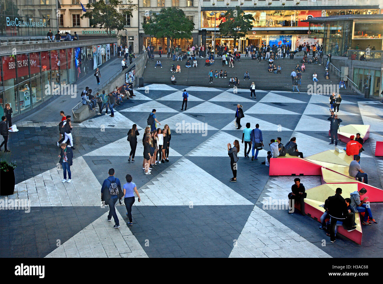 The square outside Kulturhuset, Normmalm, Stockholm, Sweden Stock Photo