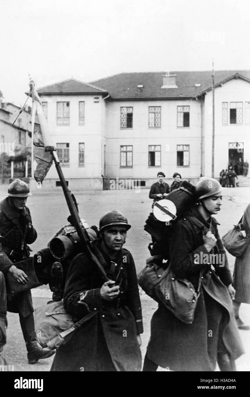 The crew of a fortification on the Maginot Line has capitulated, 1940 Stock Photo