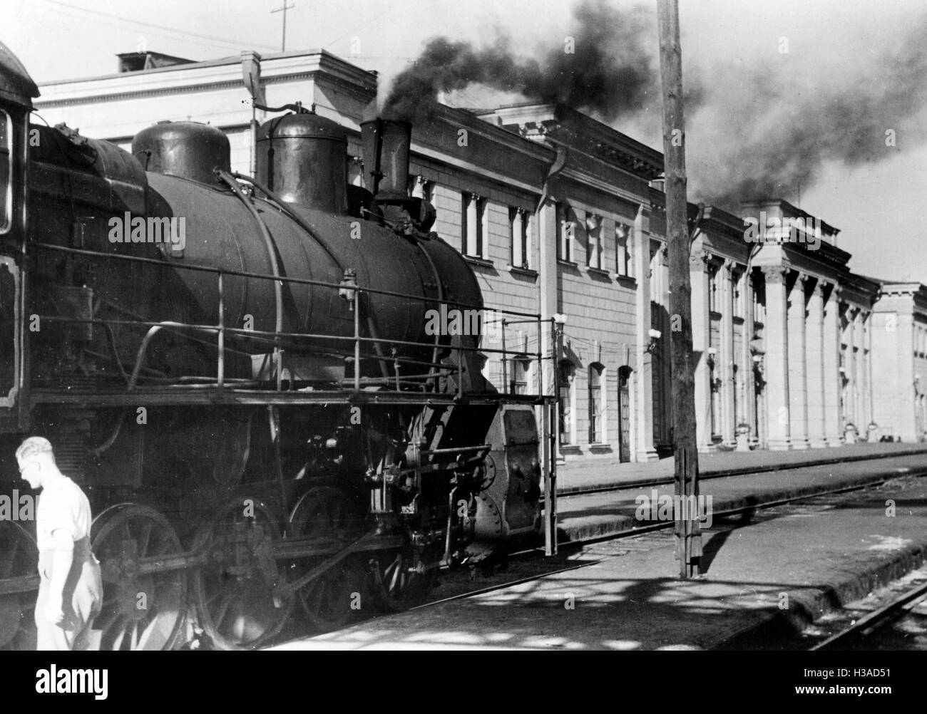 Locomotive at the station of Smolensk, 1941 Stock Photo