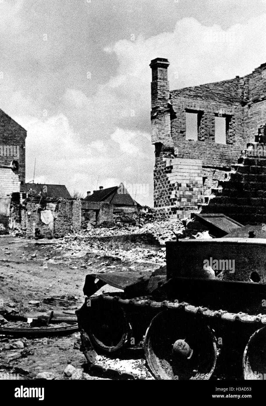 Destroyed village in the pocket of Bialystok, 1941 Stock Photo