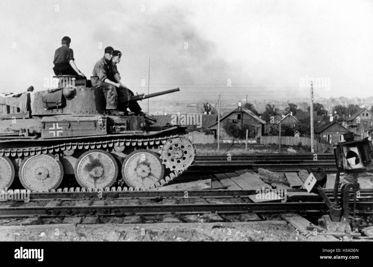 German tank in Vitebsk, 1941 Stock Photo