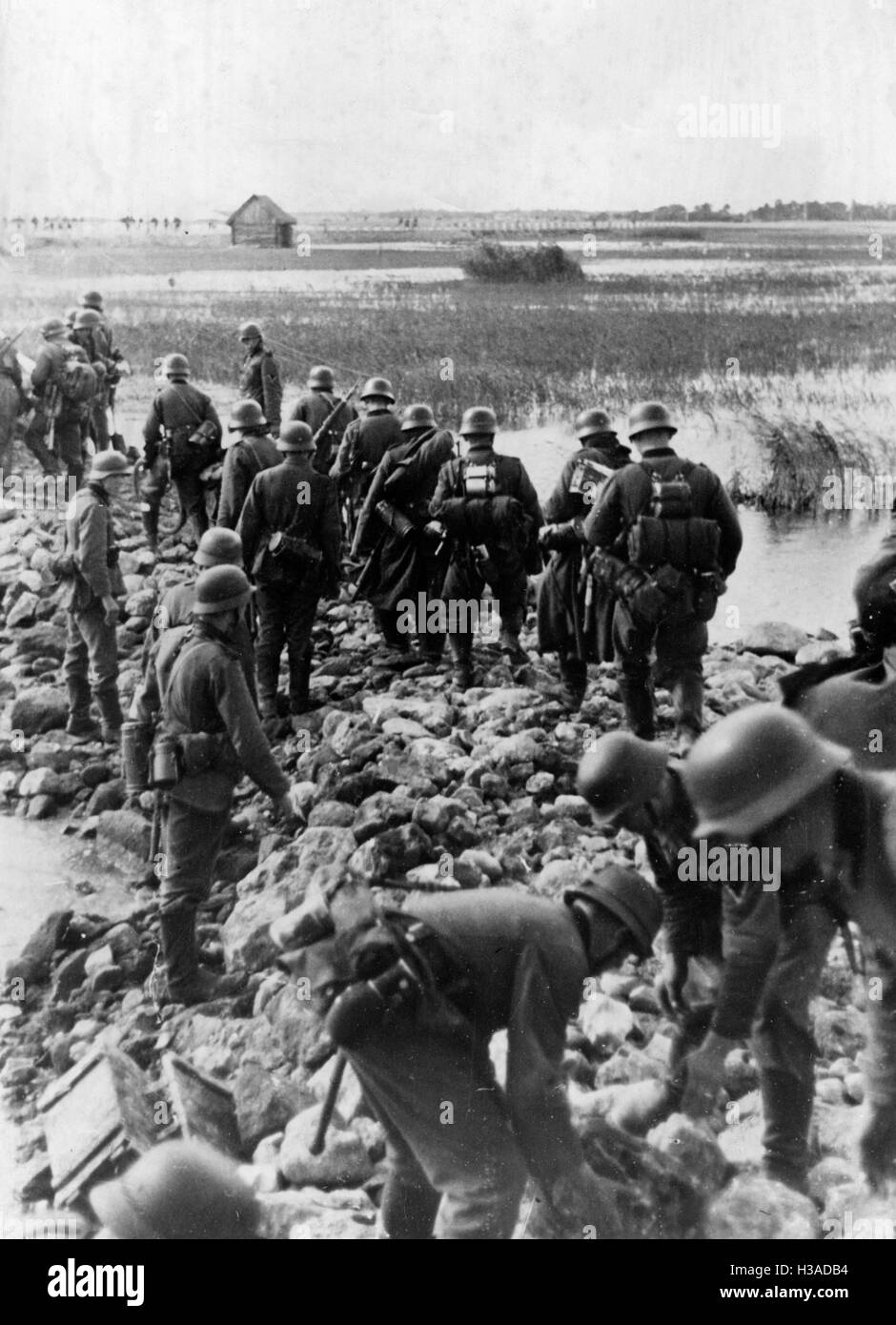 German infantry on the island of Saaremaa, 1941 Stock Photo