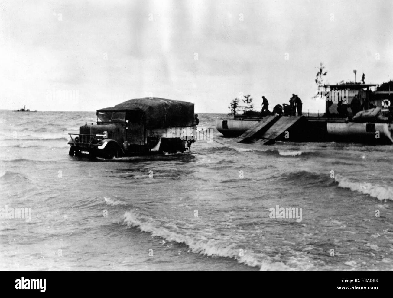 German supply transport on the island of Muhu, 1941 Stock Photo