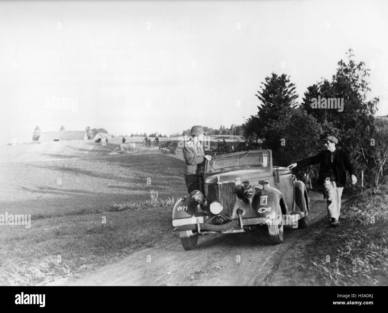 Vehicle of a German advanced detachment on the Eastern Front, 1941 Stock Photo