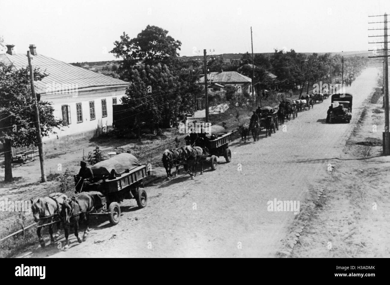 German supply convoy in Ukraine, 1941 Stock Photo
