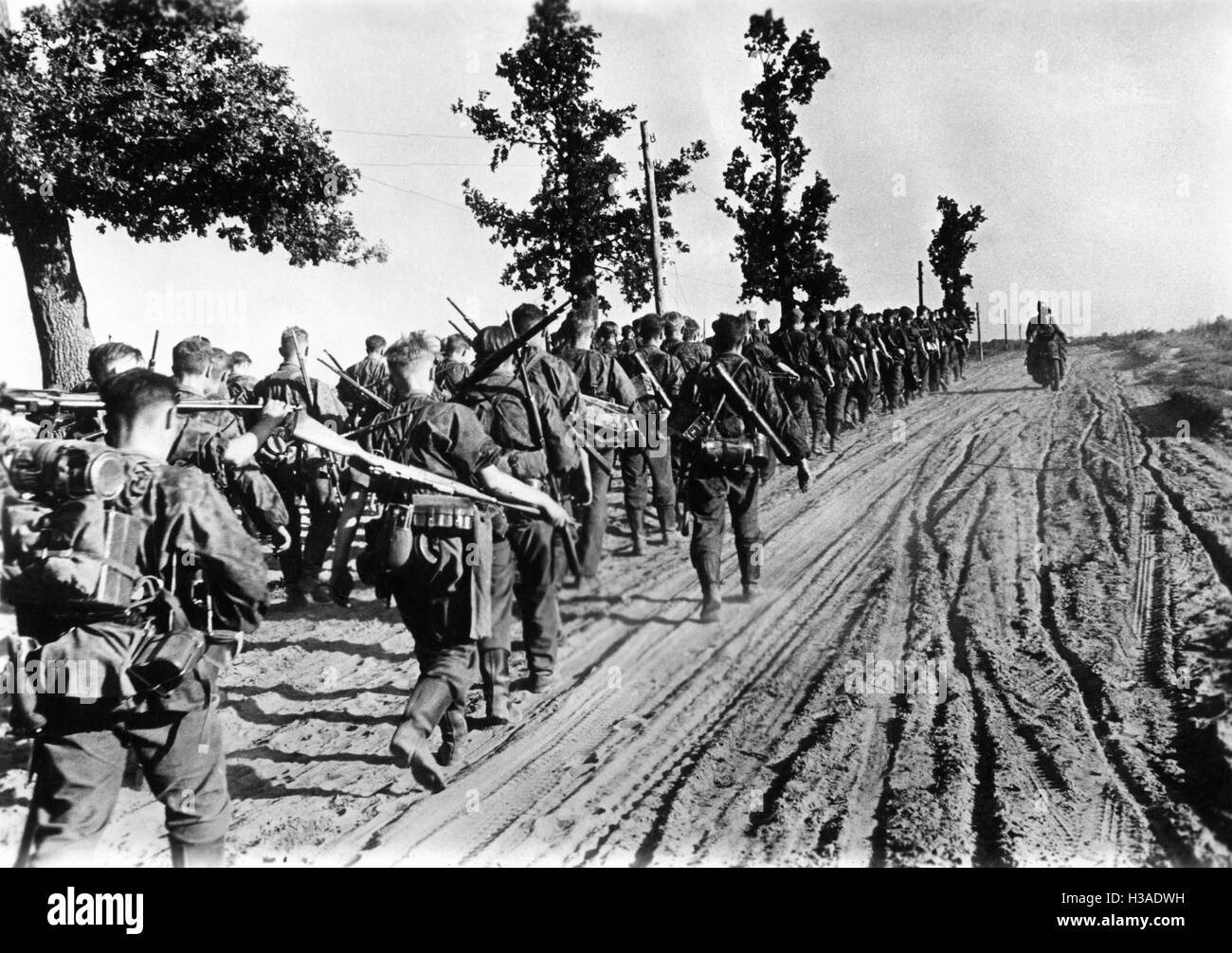 Marching column of the Waffen SS on the Eastern Front, 1941 Stock Photo