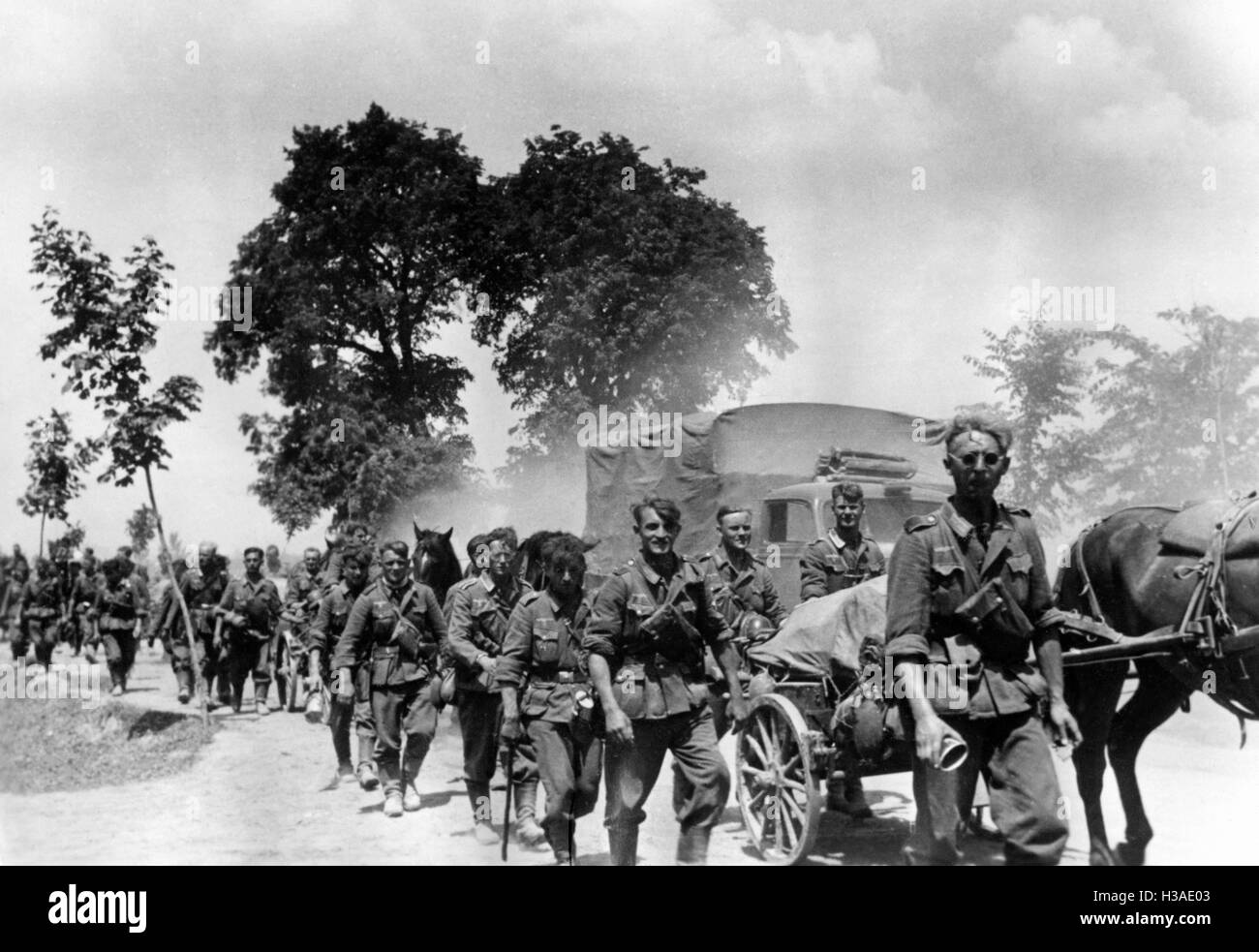 German marching column on the Eastern Front, 1941 Stock Photo