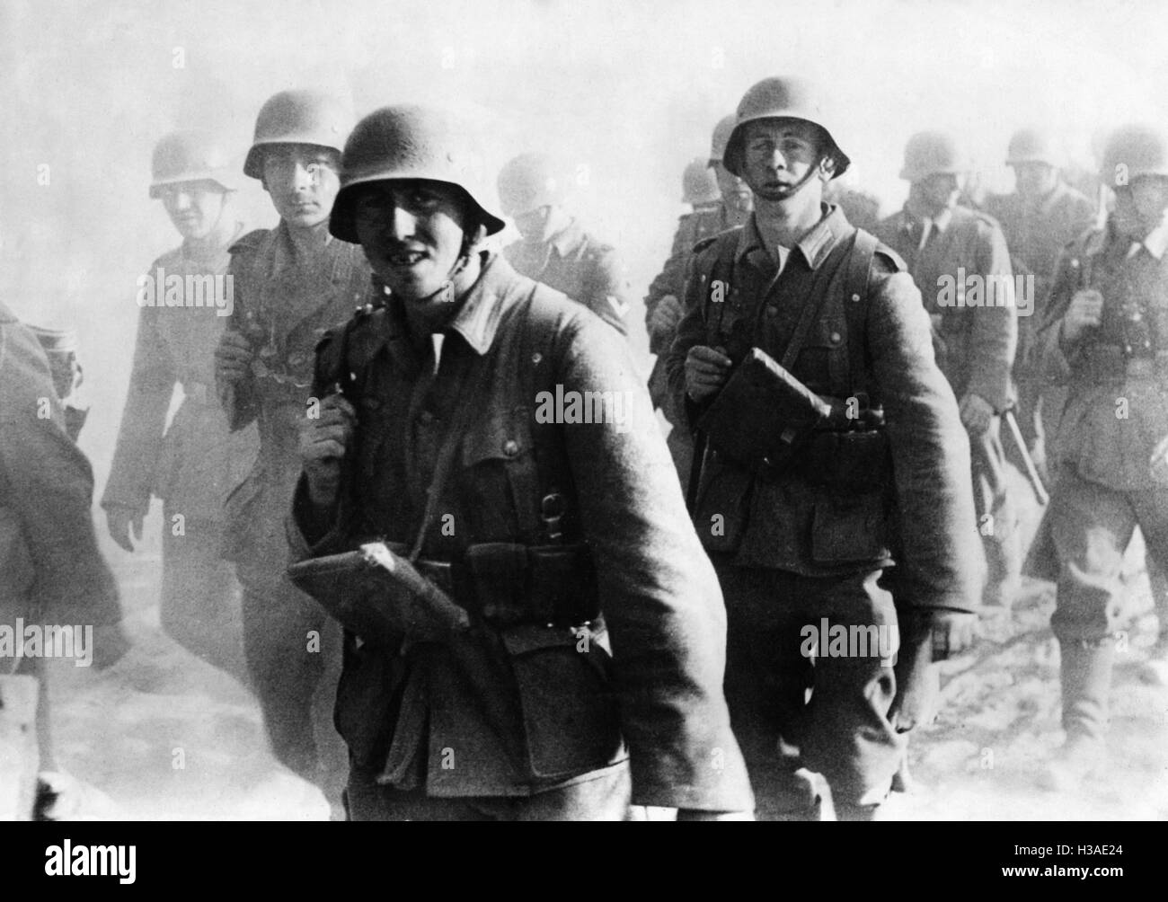 Advancing German infantry in Ukraine, 1941 Stock Photo